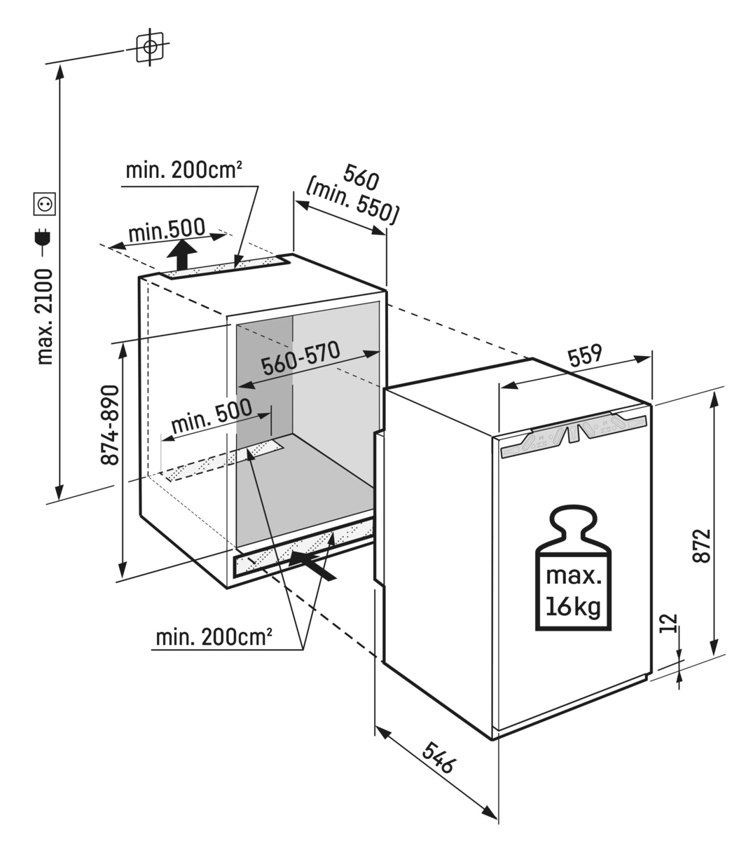 Liebherr Einbau-Kühlschrank, Vollraum-Biofresh, 87 lt, Prime, SIBa20i 3950