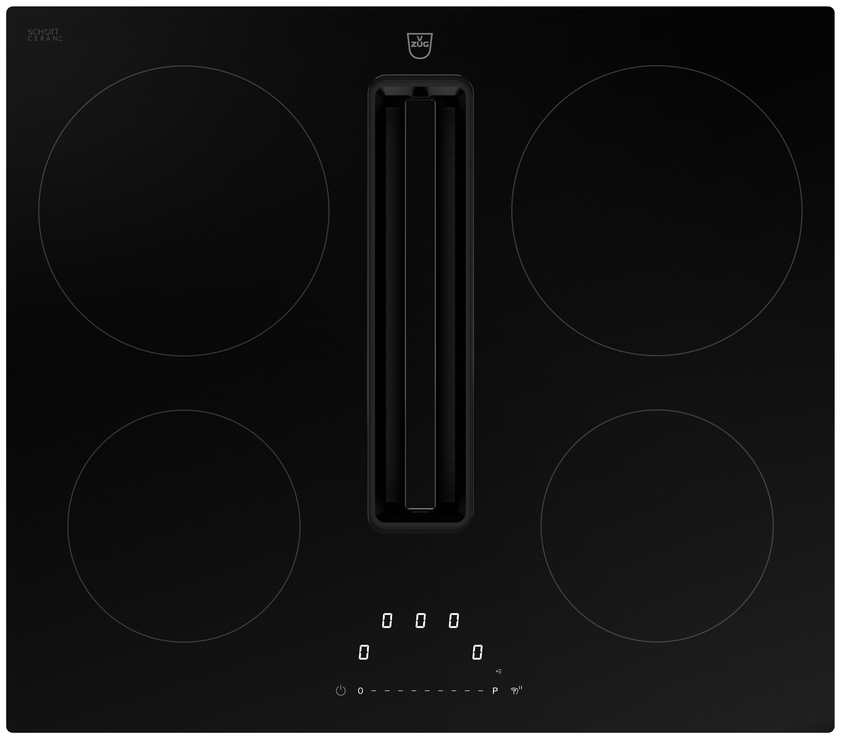 V-ZUG CombiCookTop V2000 I604, Induktionskochfeld mit integriertem Dunstabzug, BlackDesign, 60 cm, DualDesign, 3117600000