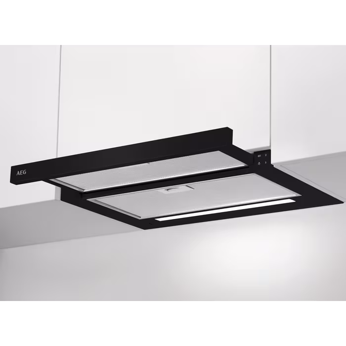 AEG Flachschirmhaube, Abluft/Umluft, A, 60 cm, Schwarz, ADF6062BB 