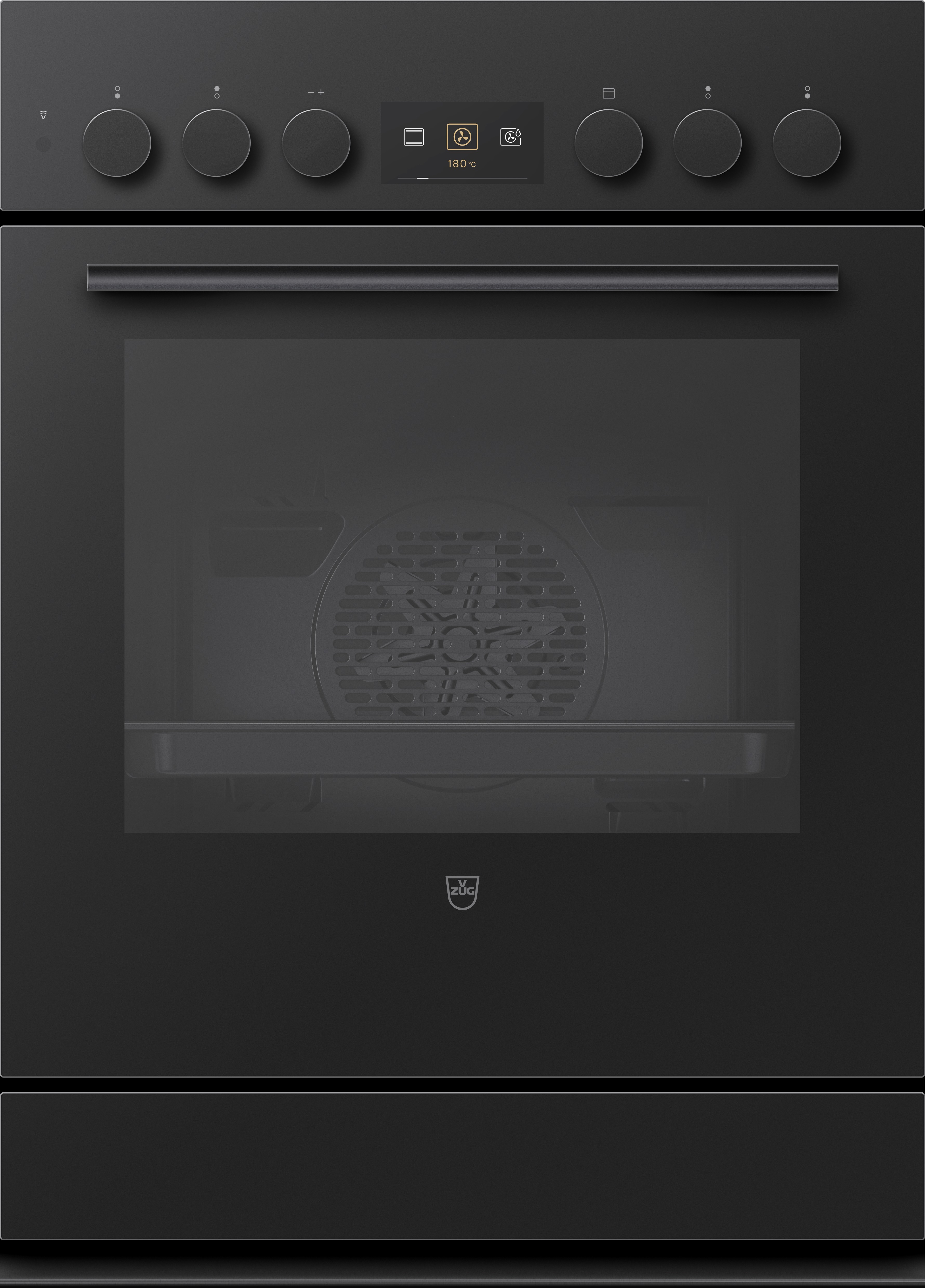 V-ZUG Herd Combair V600 7UHC, 55 cm, Geräteschublade beheizbar, TopClean, Glas Nero, 2203400007