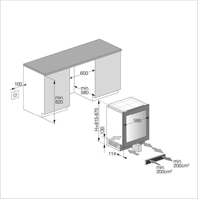 ASKO Einbau-Weinschrank, Unterbau, Elements, 82-87 cm, WCN 25842 G