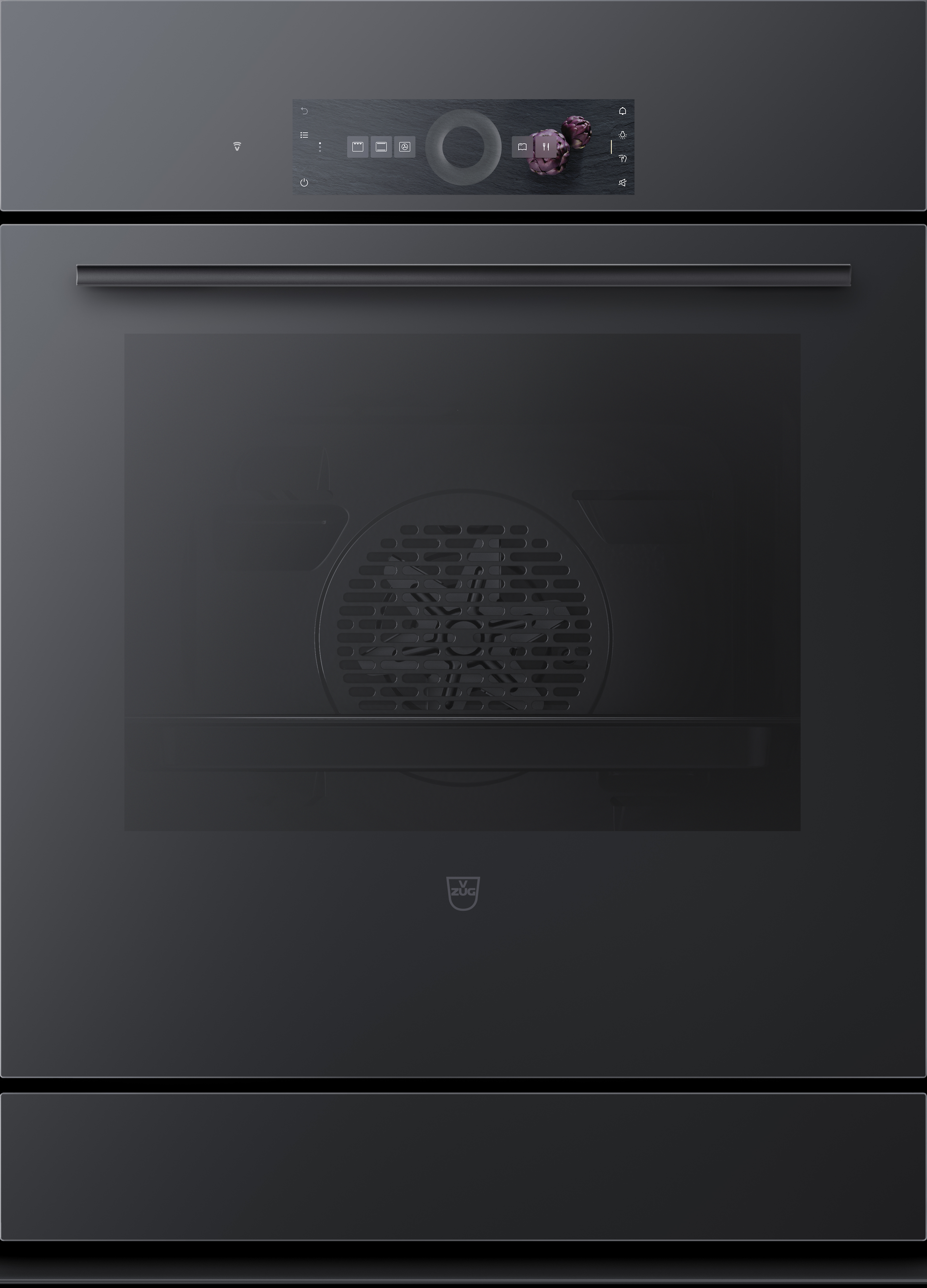 V-ZUG Backofen Combair V4000 7UPC, 55 cm, Geräteschublade beheizbar, Untereinbau, Pyrolyse, Spiegelglas Schwarz, 2107900002