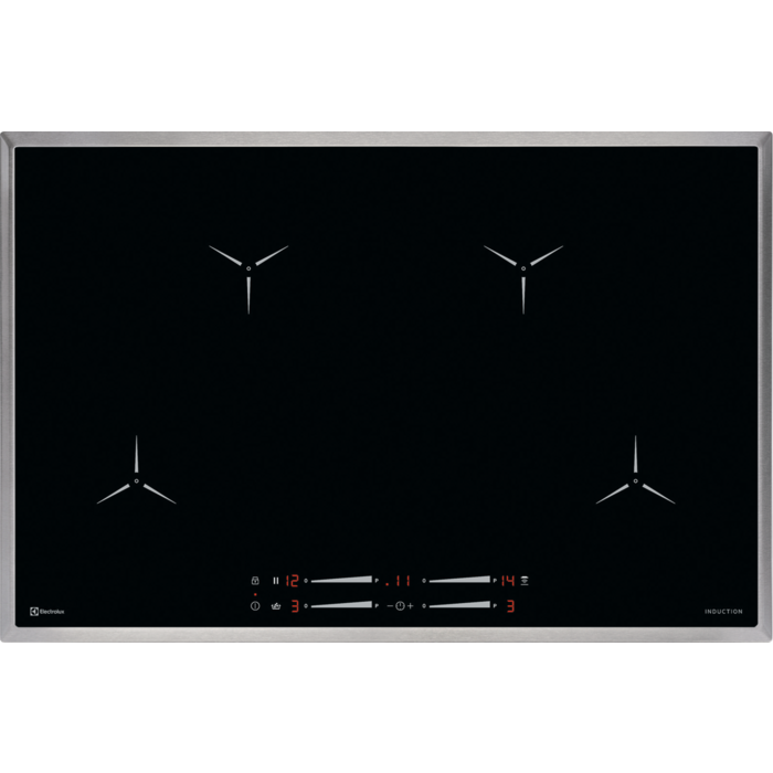 Electrolux Induktions-Kochfeld, SenseBoil-Überkoch-Sensor, 80 cm, Chromstahlrahmen, GK78TSIBCN