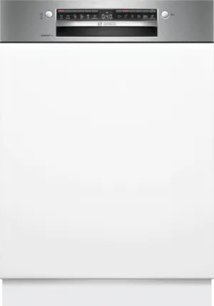 Bosch Geschirrspüler Serie 4, 60 cm, teilintegriert, Standard 81.5 cm, gebürsteter Stahl, SMI4ECS28E  