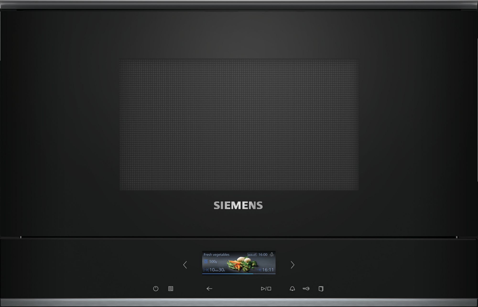 Siemens Einbau-Mikrowelle iQ700, 60 x 38 cm, Schwarz/Edelstahl, Türanschlag links, BE732L1B1C Siemens Einbau-Mikrowelle iQ700, 60 x 38 cm, Schwarz/Edelstahl, Türanschlag links, BE732L1B1C