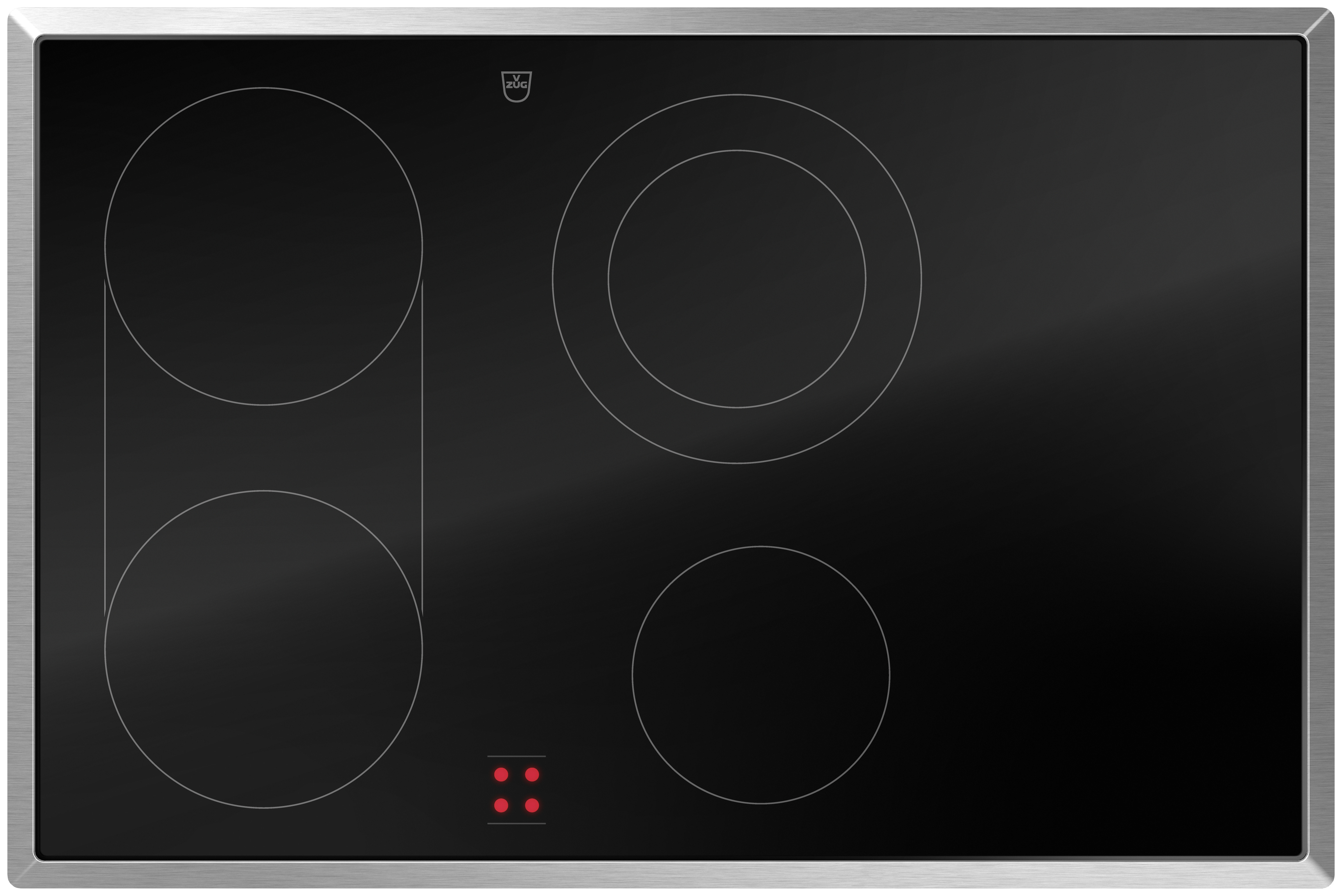 V-ZUG Kochfeld CookTop V600 E804B, 80 cm, externe Bedienung, Chromstahl-Rahmen, 3116200000