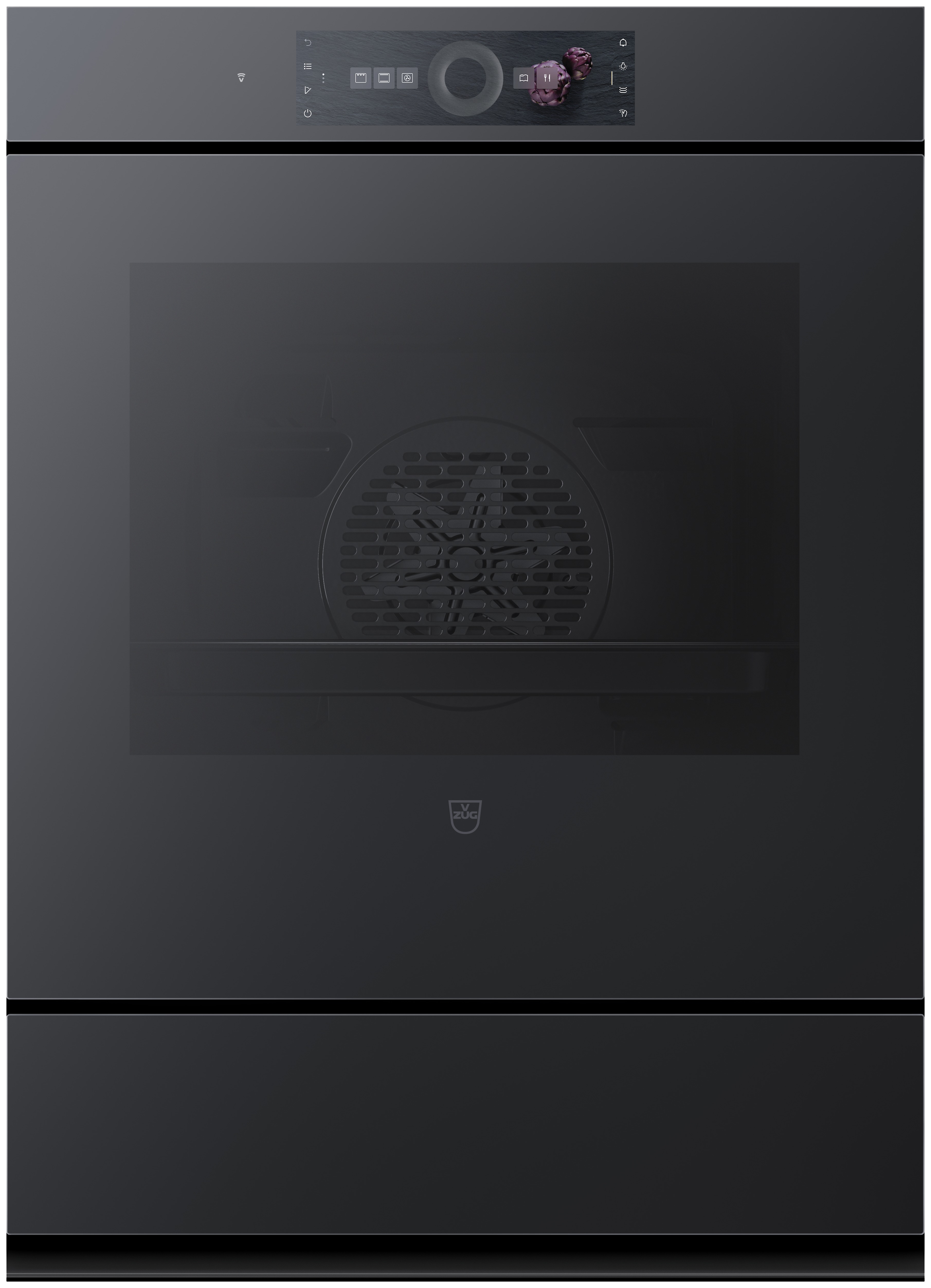 V-ZUG Backofen Combair V6000 76PC, 55 cm, AutoDoor, Geräteschublade beheizbar, Pyrolyse, Spiegelglas Schwarz, 2112000000