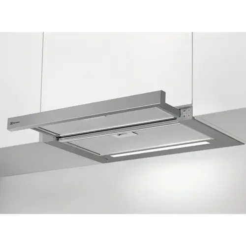 Electrolux Einbau-Flachschirmhaube mit Metallauzug, Abluft/Umluft, A, 60 cm, Grau, DAL6036CN