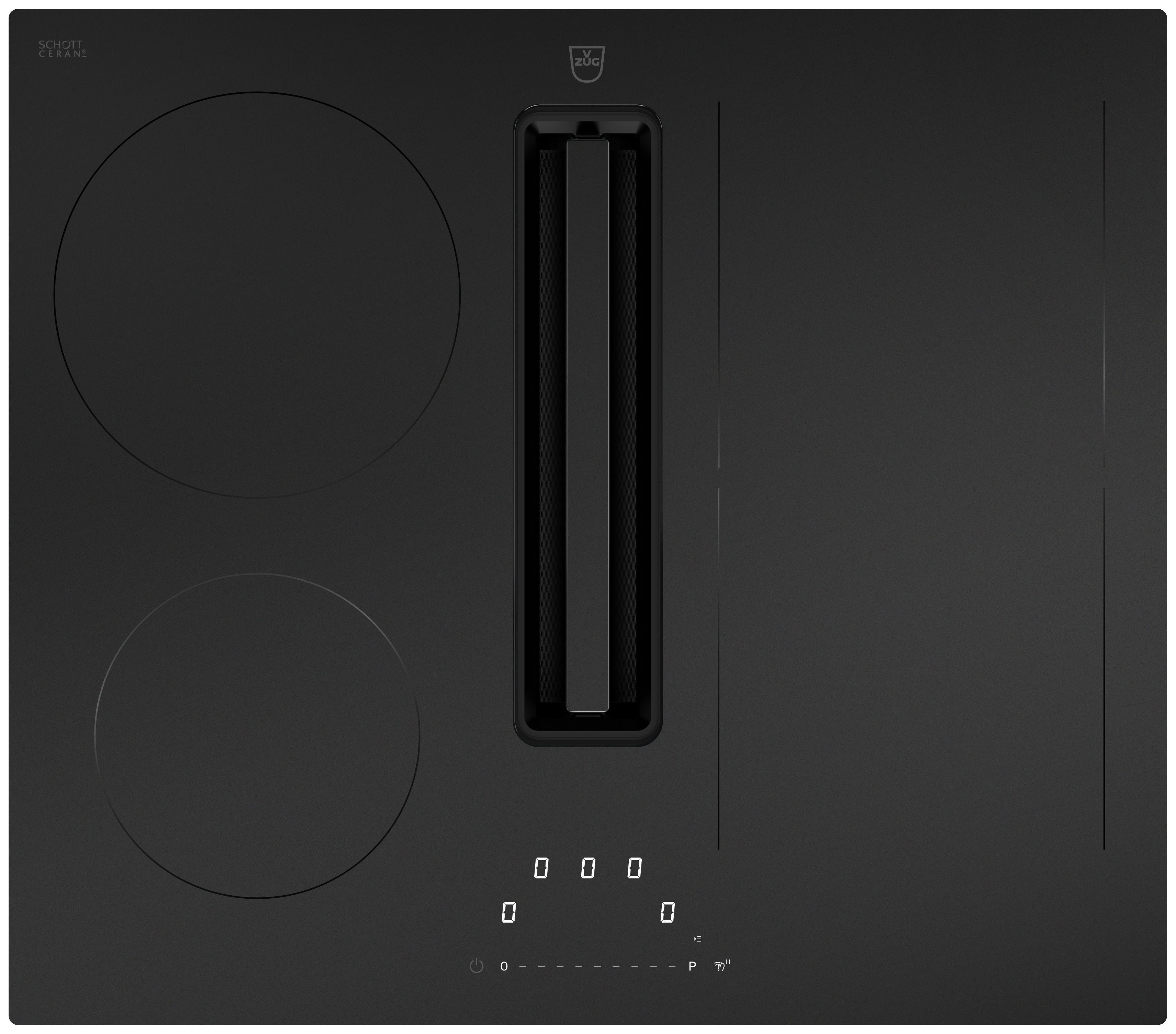 V-ZUG CombiCookTop V2000 I604, Induktionskochfeld mit integriertem Dunstabzug, BlackDesignMatte, 60 cm, DualDesign, 3117500009 