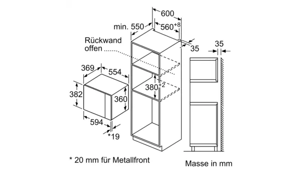 Siemens Einbau-Mikrowelle iQ500, 59 x 38 cm, Edelstahl, BF555LMS0