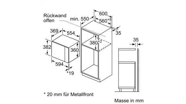 Siemens Einbau-Mikrowelle iQ500, 59 x 38 cm, Edelstahl, BF555LMS0