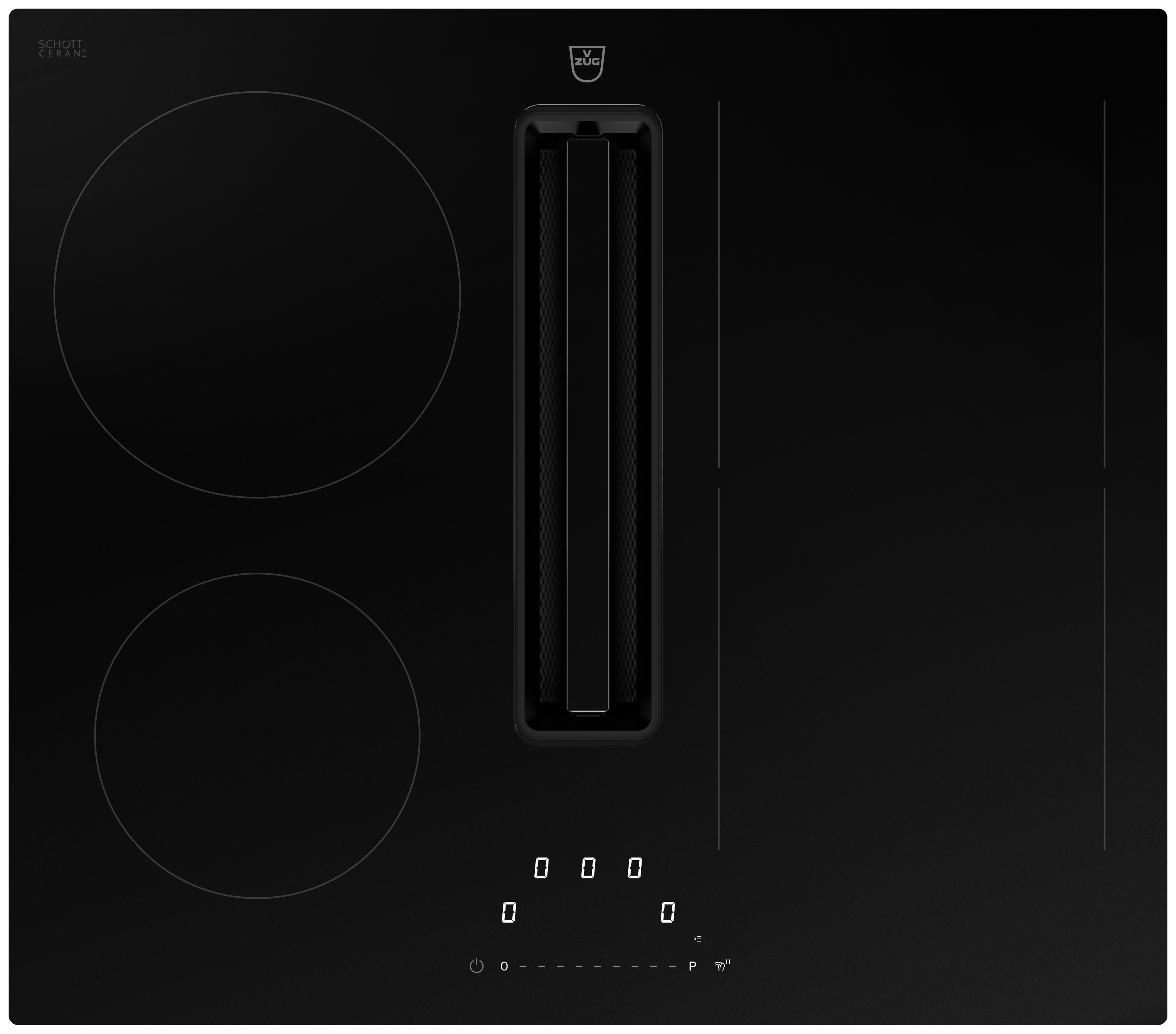 V-ZUG CombiCookTop V2000 I604, Induktionskochfeld mit integriertem Dunstabzug, BlackDesign, 60 cm, DualDesign, 3117500000 