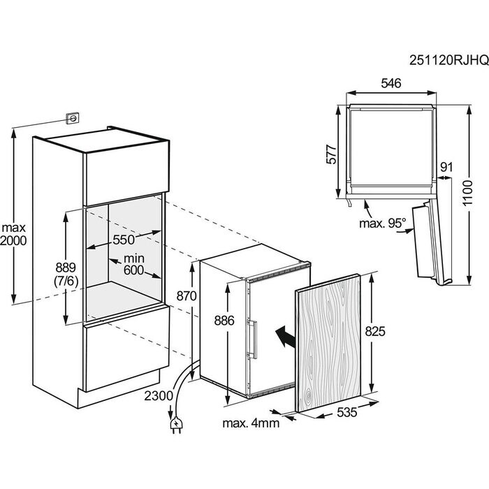 Electrolux Einbau-Kühlschrank, D, 88.2 cm, Weiss, Türanschlag rechts, EK160SRWE