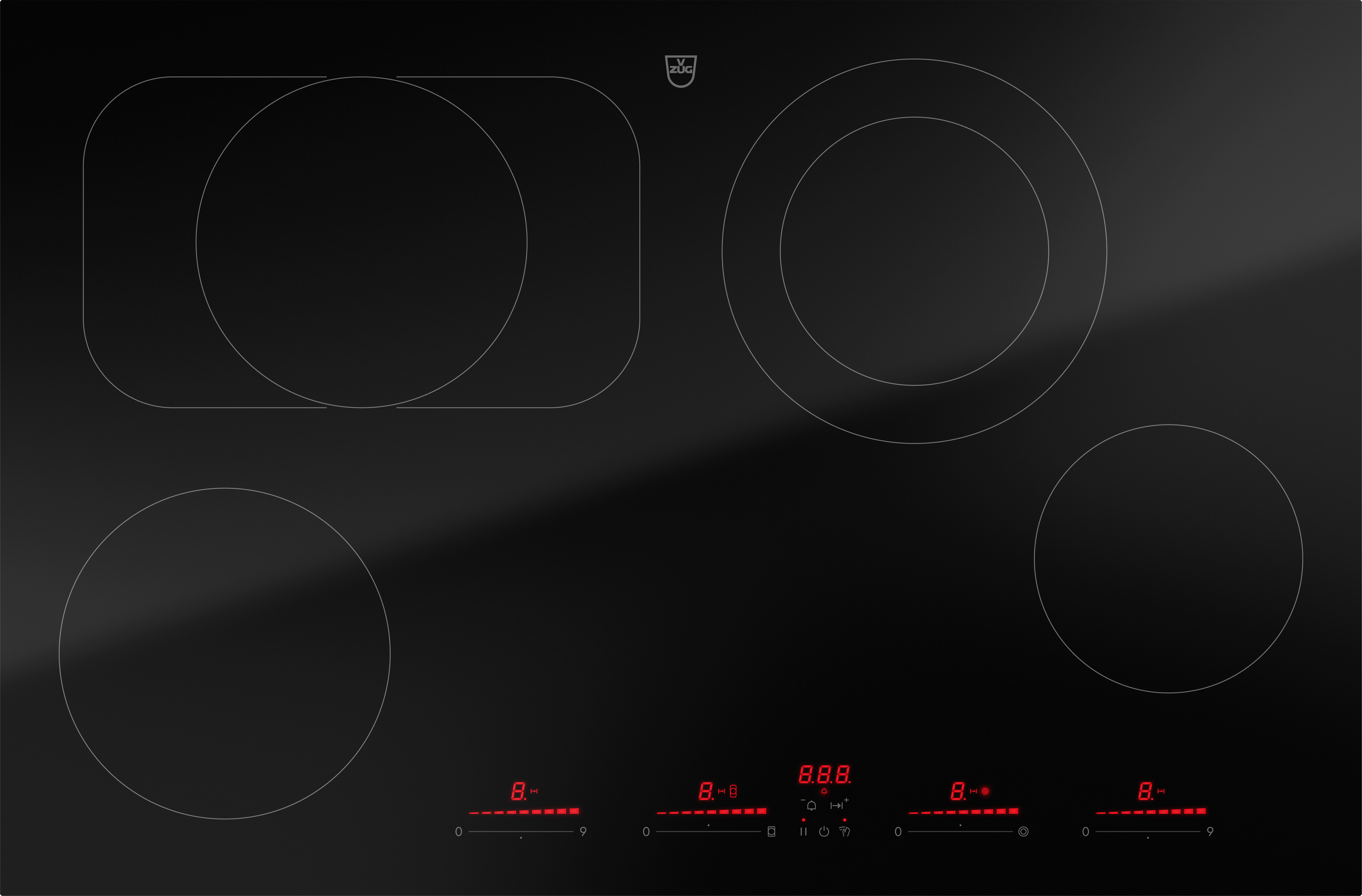 V-ZUG Kochfeld CookTop V6000 A804B, 80 cm, DualDesign, 3115300002