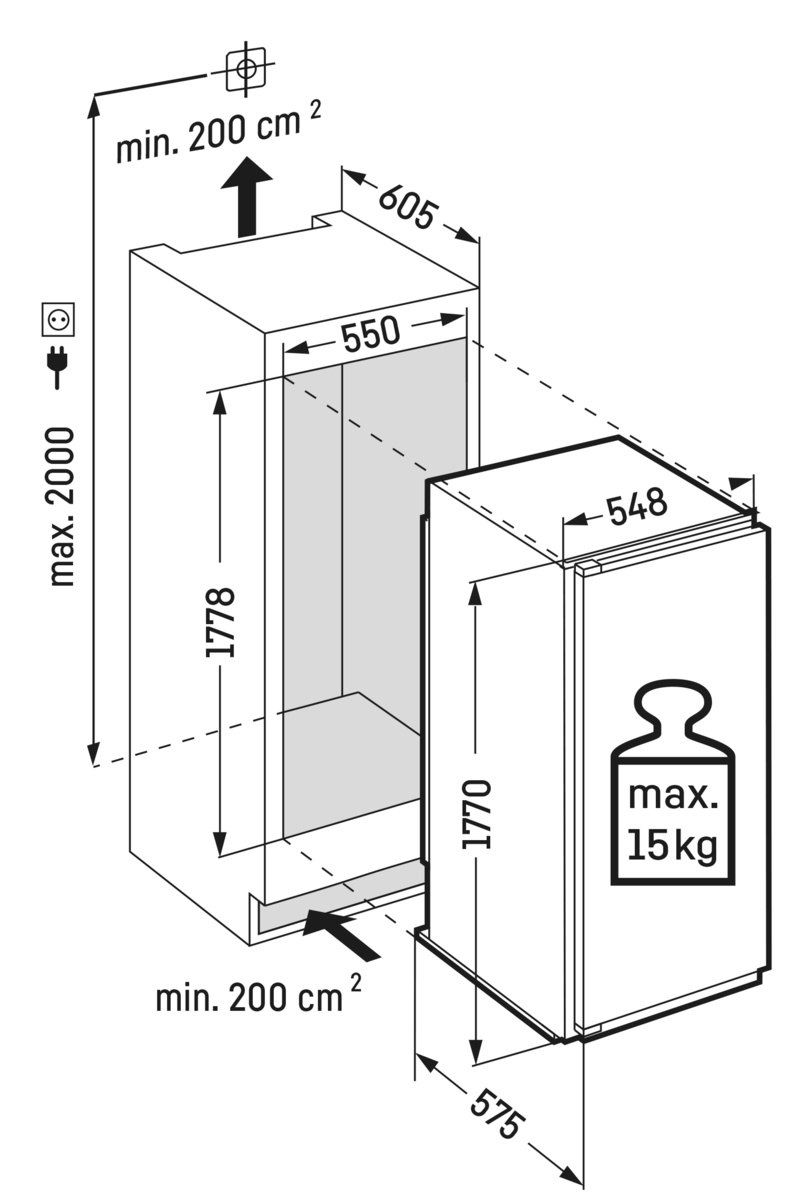 Liebherr Einbau-Kühlschrank, SMS-Norm, 304 l, Premium, IKBc 3454