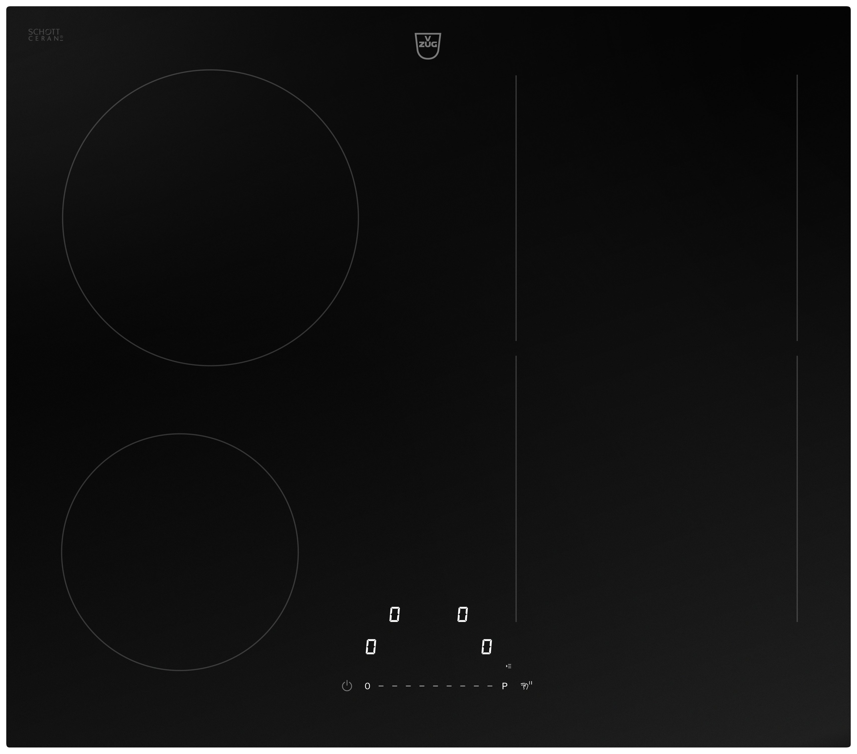 V-ZUG Induktions-Kochfeld CookTop V2000 I604, 60 cm, BlackDesign, Chromstahl-Rahmen, 3118000000 