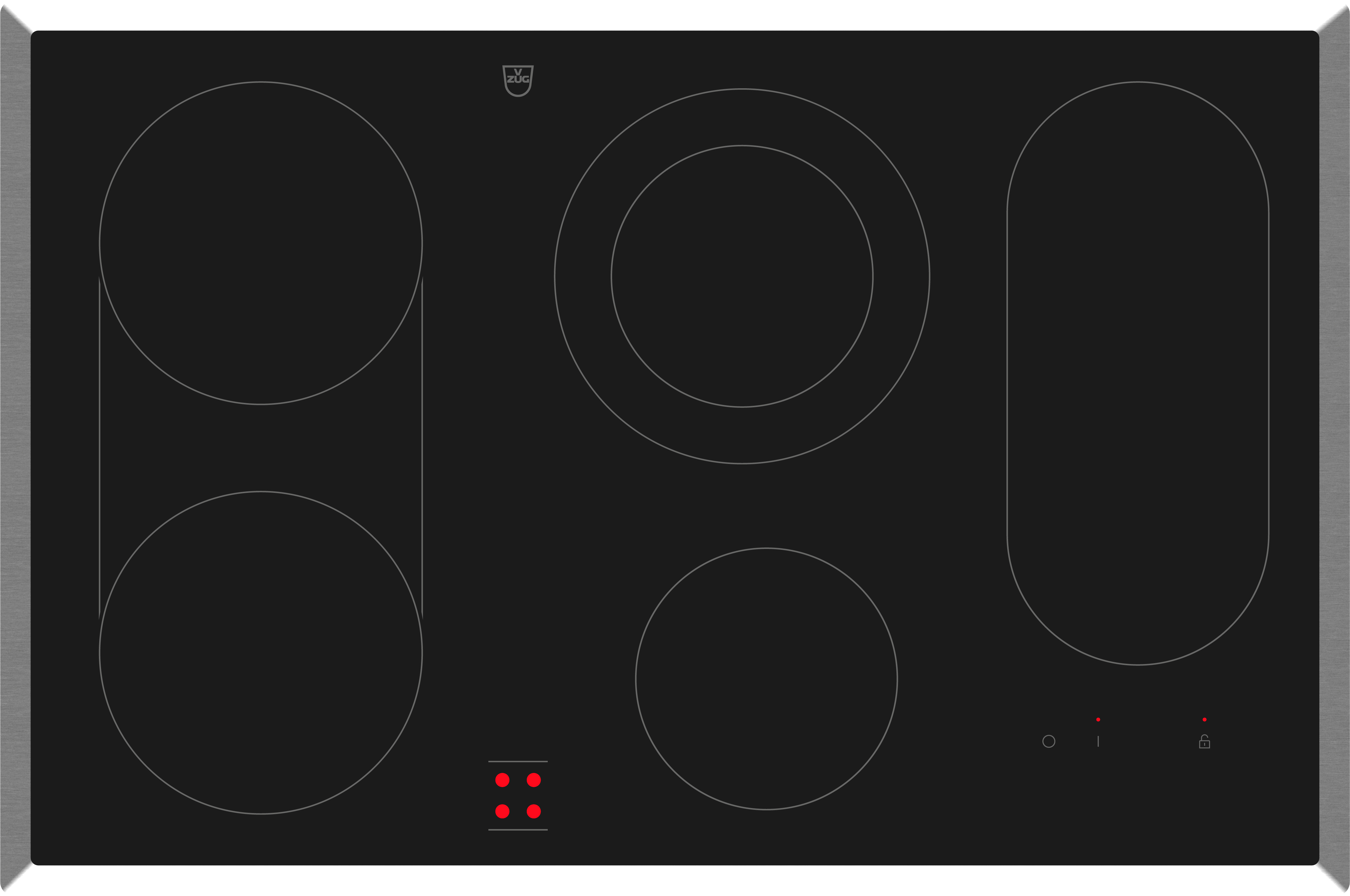 V-ZUG Kochfeld CookTop V600 E804B, 80 cm, Chromstahl-Rahmen, 3112000001